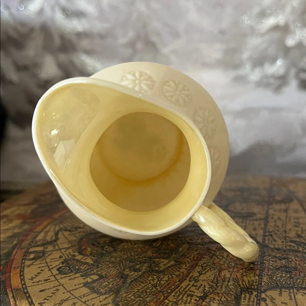 Vintage Belleek Ireland Creamer & Sugar Set | Embossed Basketweave Creamware